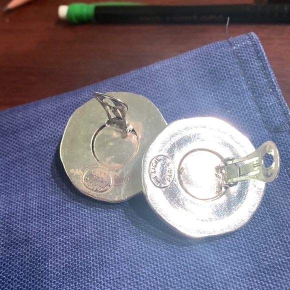 Une Ligne (Paris) Silver and Copper Bead Vintage Clip Earrings! - Picture 2 of 2